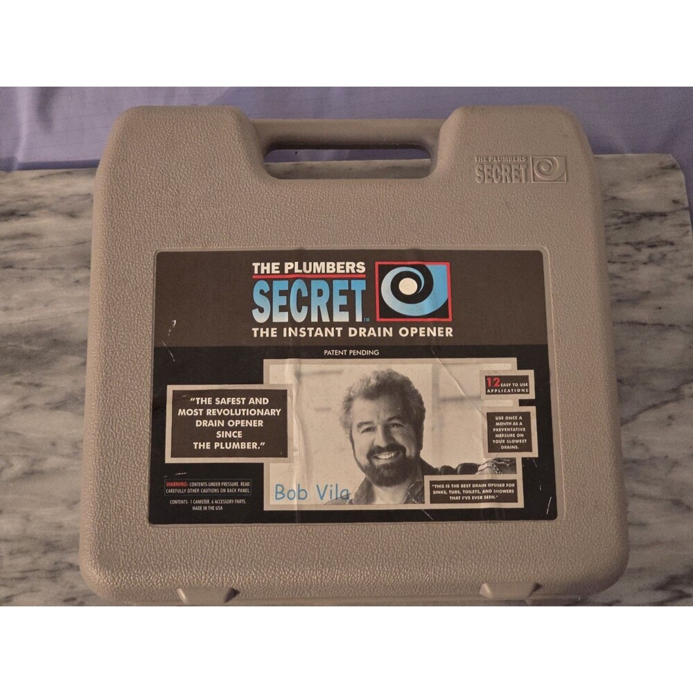 Vintage Bob Vila The Plumbers Secret Instant Drain Opener Kit Incomplete Case